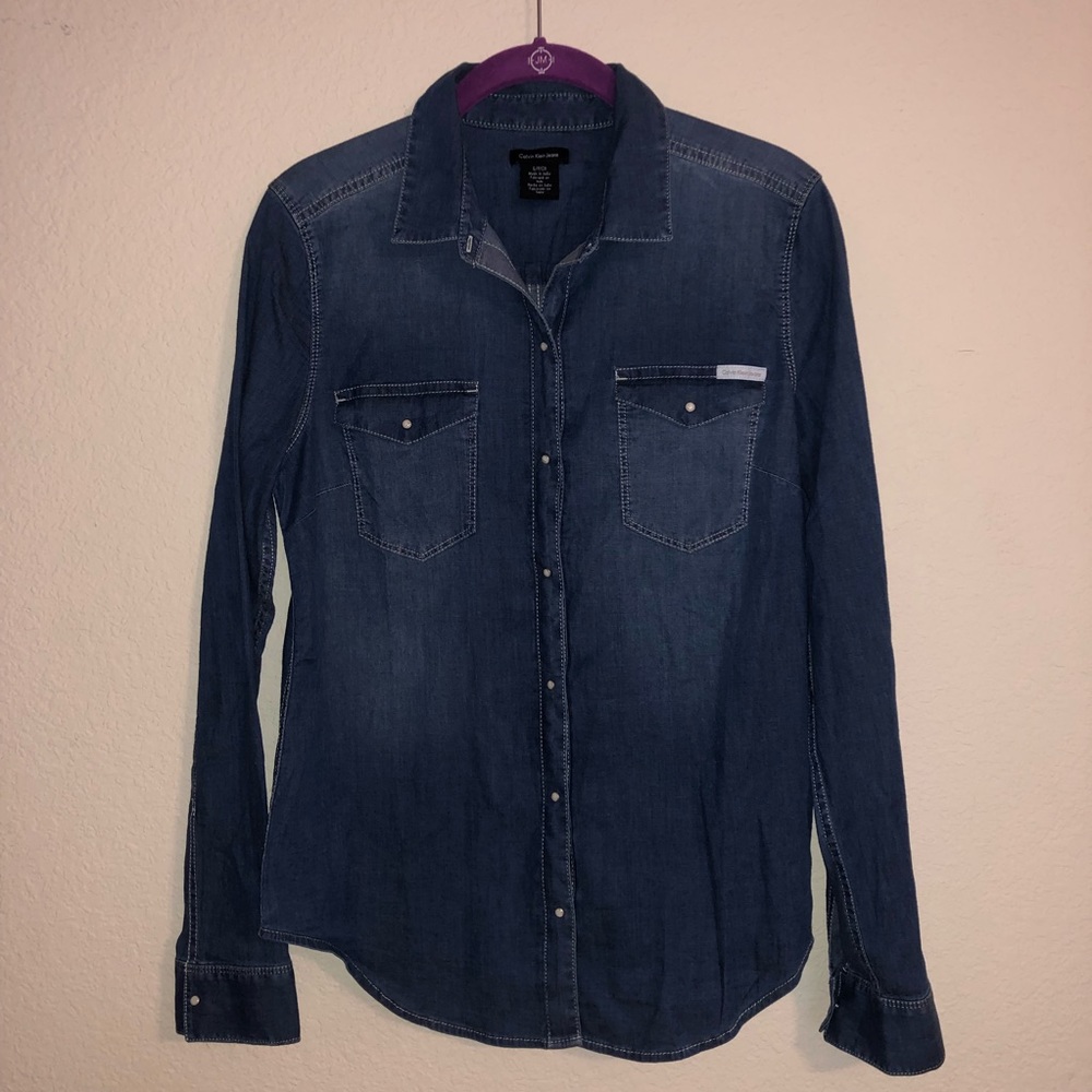 Calvin Klein pearl snap shirt